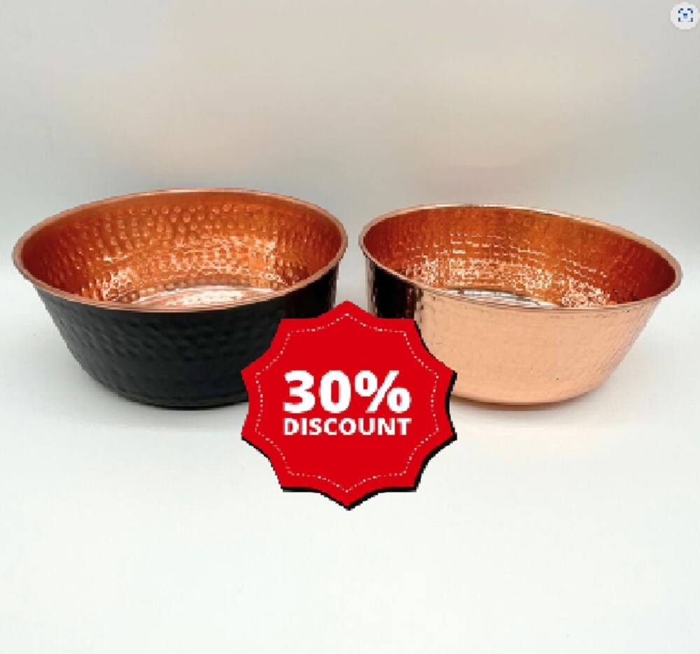 product name is OUTLET DISCOUNTED Copper Pet Water Bowl | 100 Percent Pure Hand Hammered Copper | Sustainable and Durable Design | Ideal for Copper Benefits