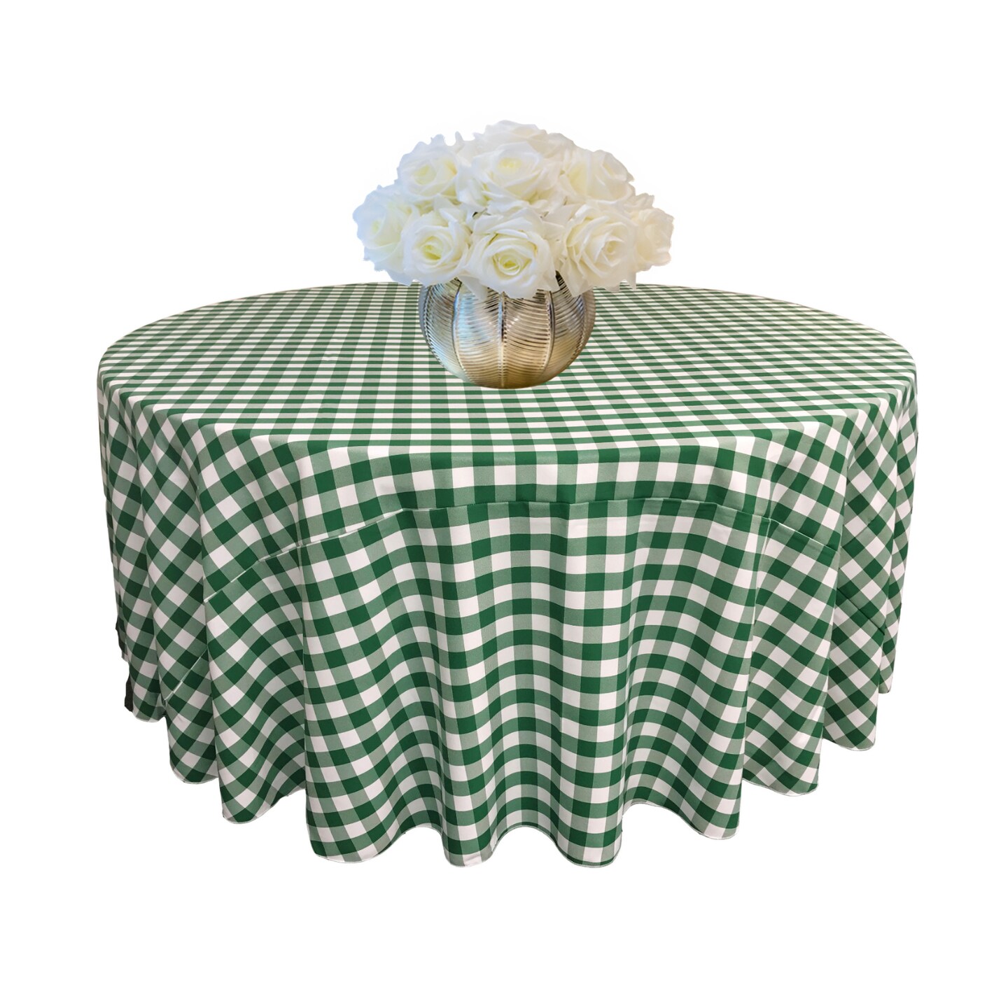 Gingham Checkered Round Tablecloth Spun Polyester Double Sided