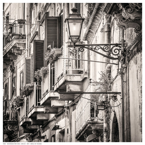 Framed Art Mediterranean Street Scene by M. Molcan 12 ½ x 12 ½ inch