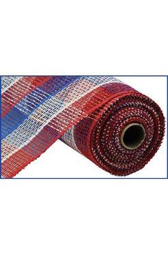 10&#x22; Poly Burlap Check Mesh Ribbon: Patriotic