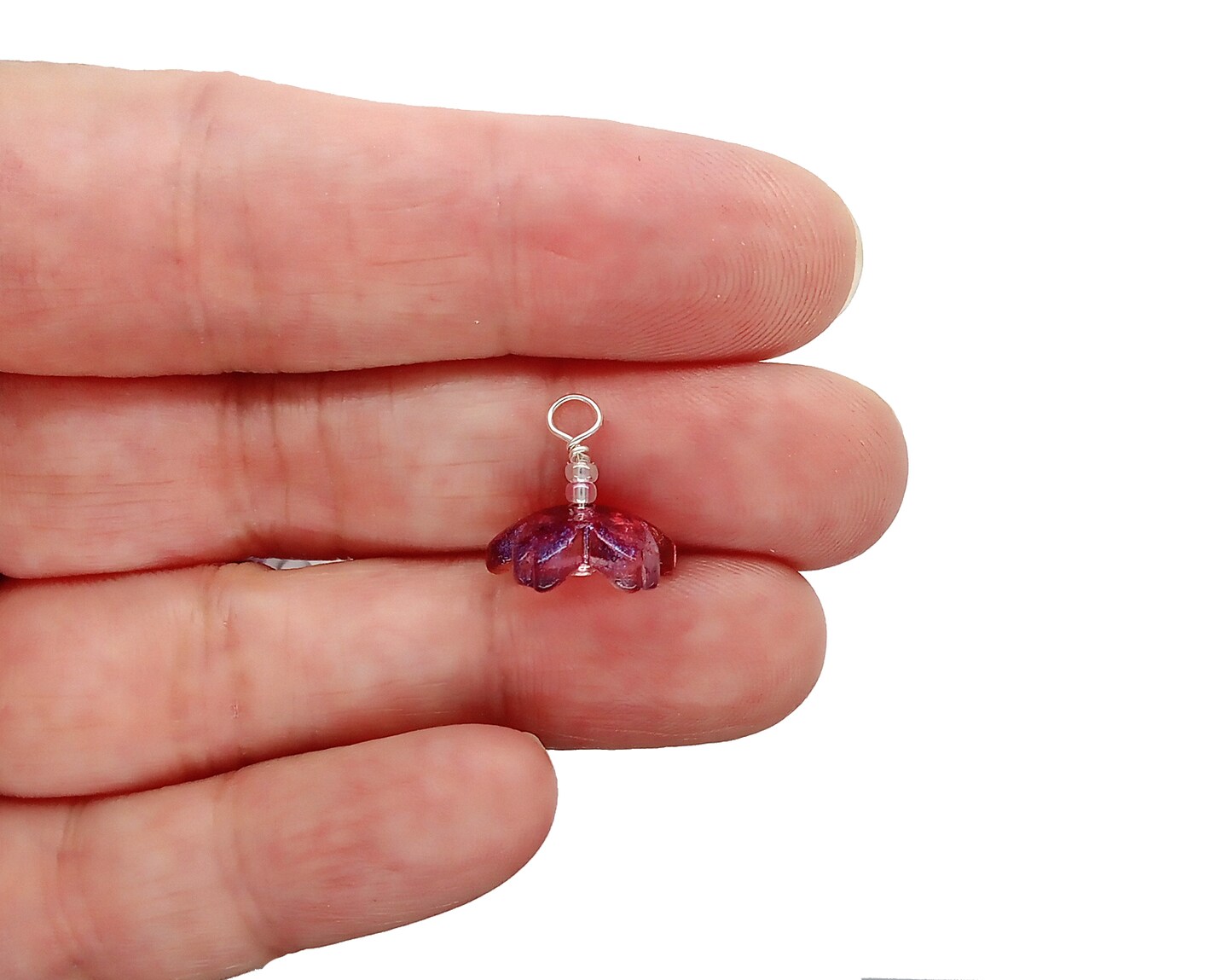 Pretty Flower Dangle Charms Made from Glass Beads, 10 pcs, Choose Color, Adorabilities