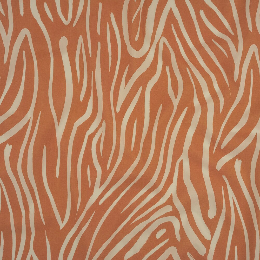 1 Yard Orange Cotton Poplin Fabric with Zebra Stripe Animal Print