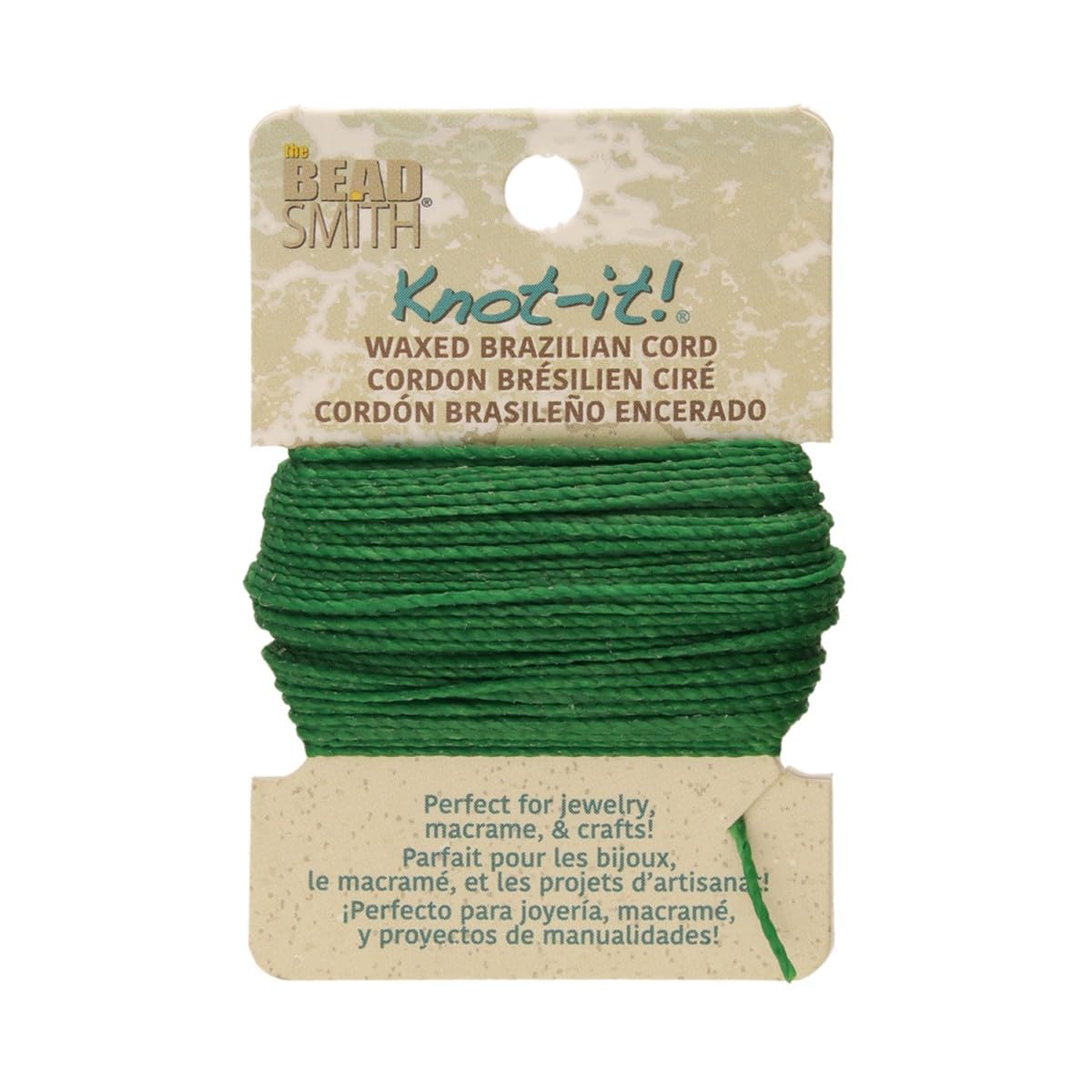 The Beadsmith Waxed Brazilian Cord, 0.7 mm Diameter, Light Wax, 15 Yards (13.7 m)