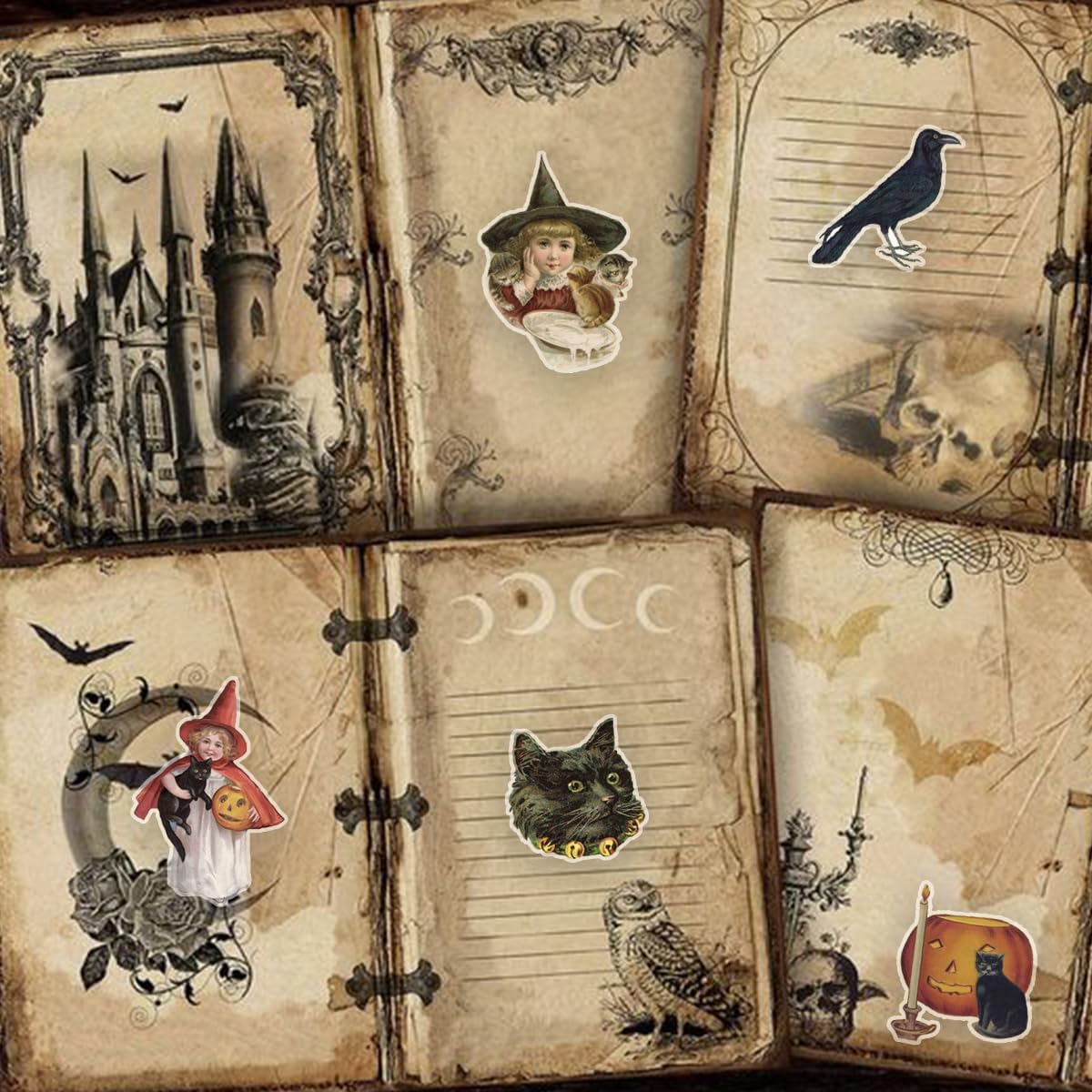 100 Pcs Vintage Witch Stickers for Kids