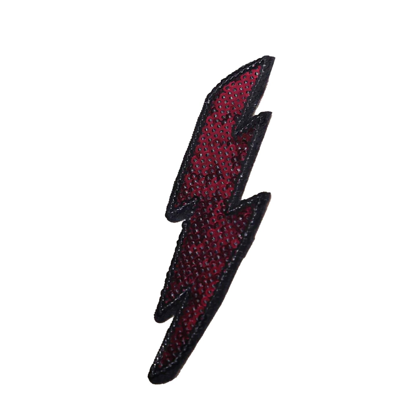 4.5&#x22; Magenta Lightning Patch Iron On Sequin Bolt Patch for Hats Jackets Backpacks Socks Clothing