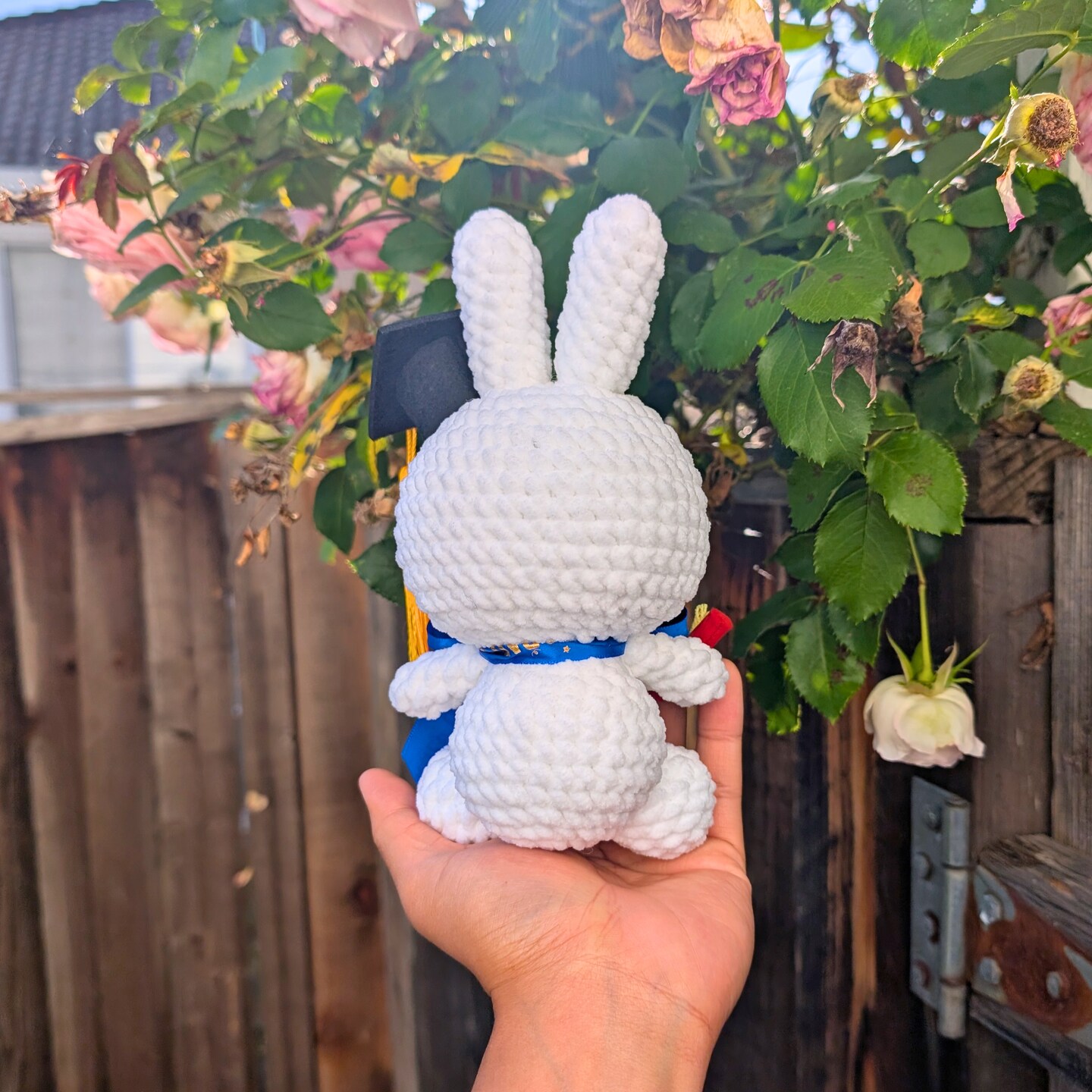 Miffyi Bunny Graduation Crocheted Plush | Cute Handmade Stuffed