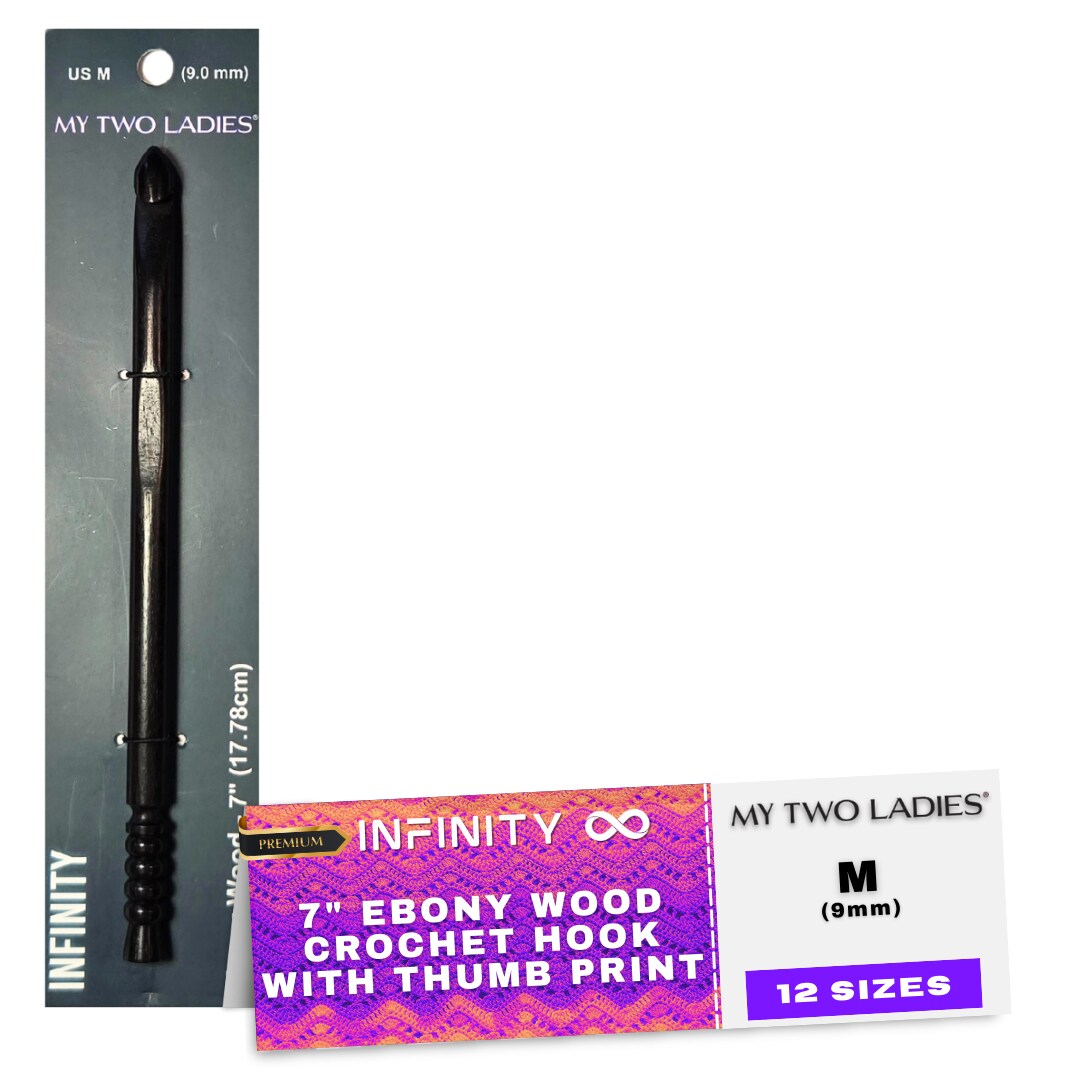 My Two Ladies | Infinity | Crochet Hook | Ebony | w/thumb print | 12 Sizes