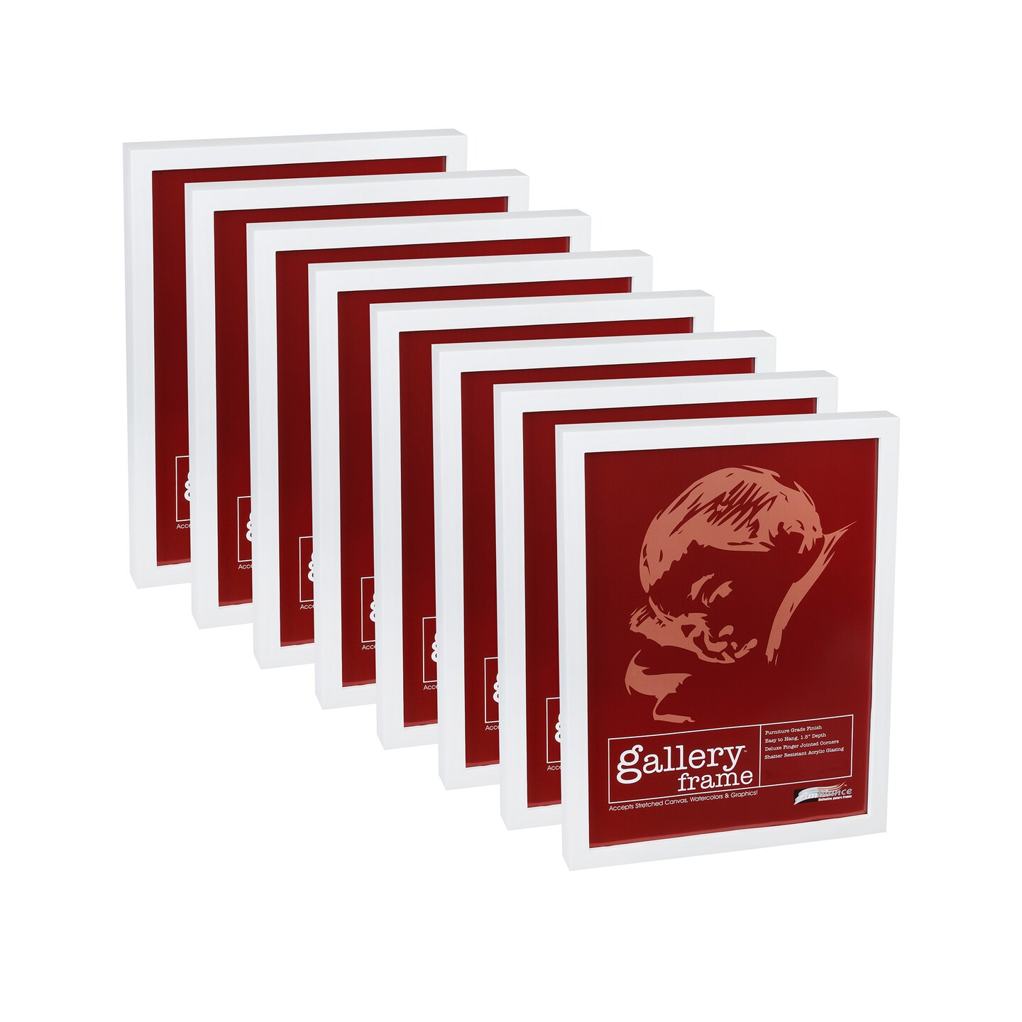 Ambiance Gallery Wood 1.5" Deep Picture Frames - 6x6" 8-Pack, White Wood Frames, Shatter-Resistant Acrylic Glazing & MDF Backing, Horizontal or Vertical Wall Display