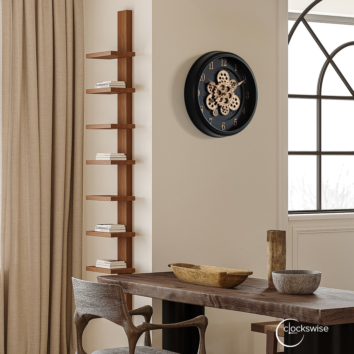 Clockswise 16&#x27;&#x27; Industrial Exposed Rotating Gear Wall Clock Steampunk Aesthetic with Vintage-Inspired Design Rustic Accents &#x26; Mechanical Charm Perfect for Living Room Bedroom Office or Entryway D&#xE9;cor