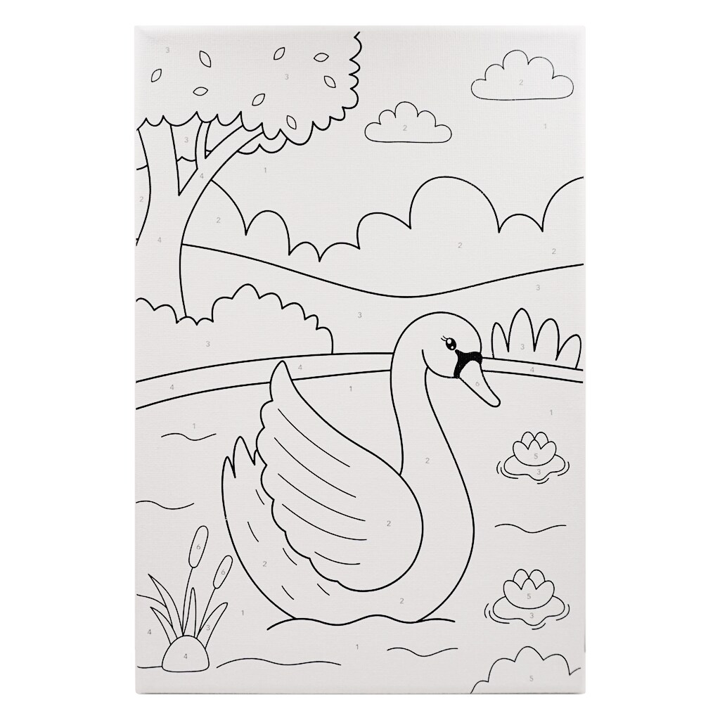 Angels Craft Paint by Number Canvas Set - Lily Pond Swan | Includes: 1 Pre-printed Canvas, 6 Acrylic Paint pots, 1 Artist Brush