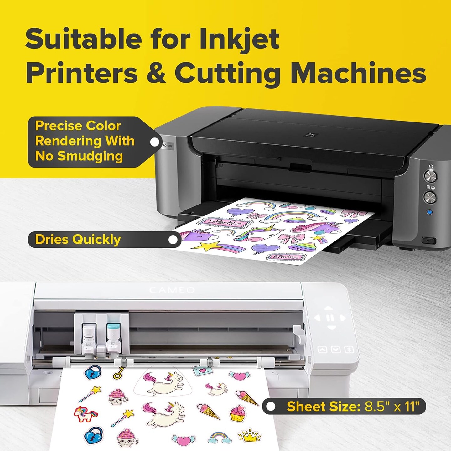25 Sheets 8.5&#x22;x11&#x22; Ink Jet Printable White Glossy Vinyl Sticker by Sihl