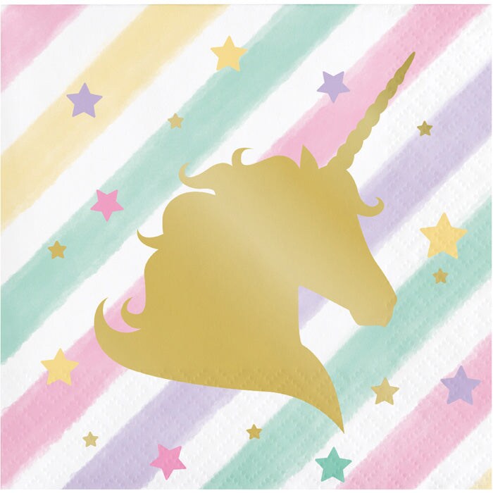 Unicorn Sparkle Beverage Napkin, 3Ply Foil Stamped (16/Pkg)