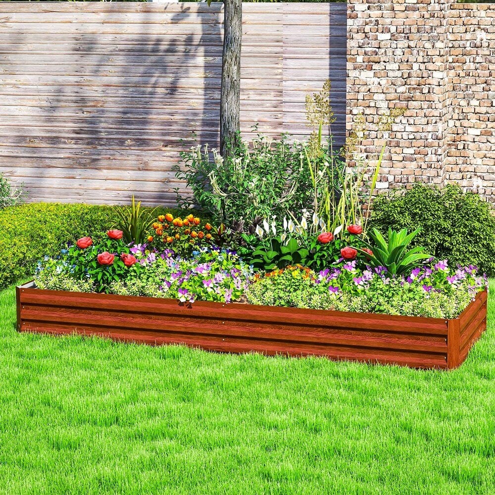 Galvanized Metal Raised Garden Bed for Vegetables, Flowers & Herbs