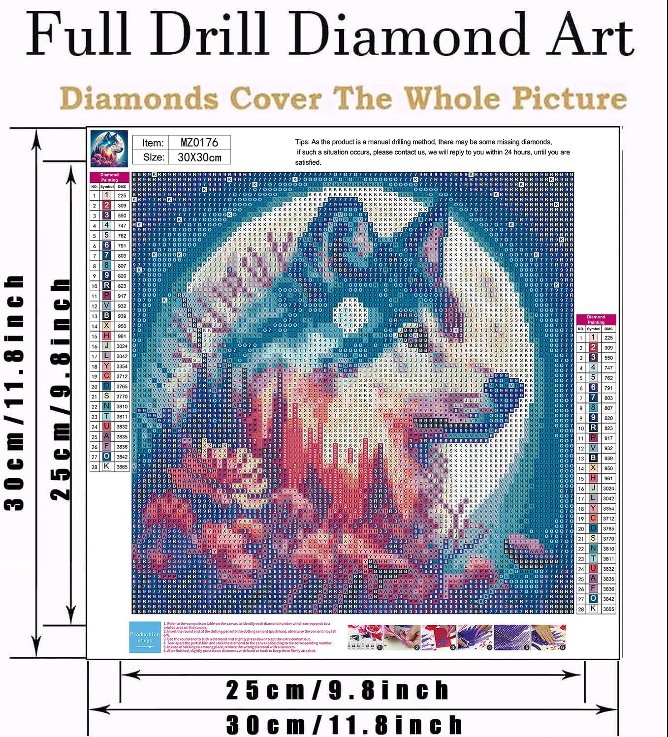 Diamond Painting Kits for Adults Beginners - Wolf Diamond Art Kits for Adults, 5D Moon Wolf Diamond Painting Kits DIY Diamond Art Dots Crafts Kits for Home Wall Decor Gifts 12x12in