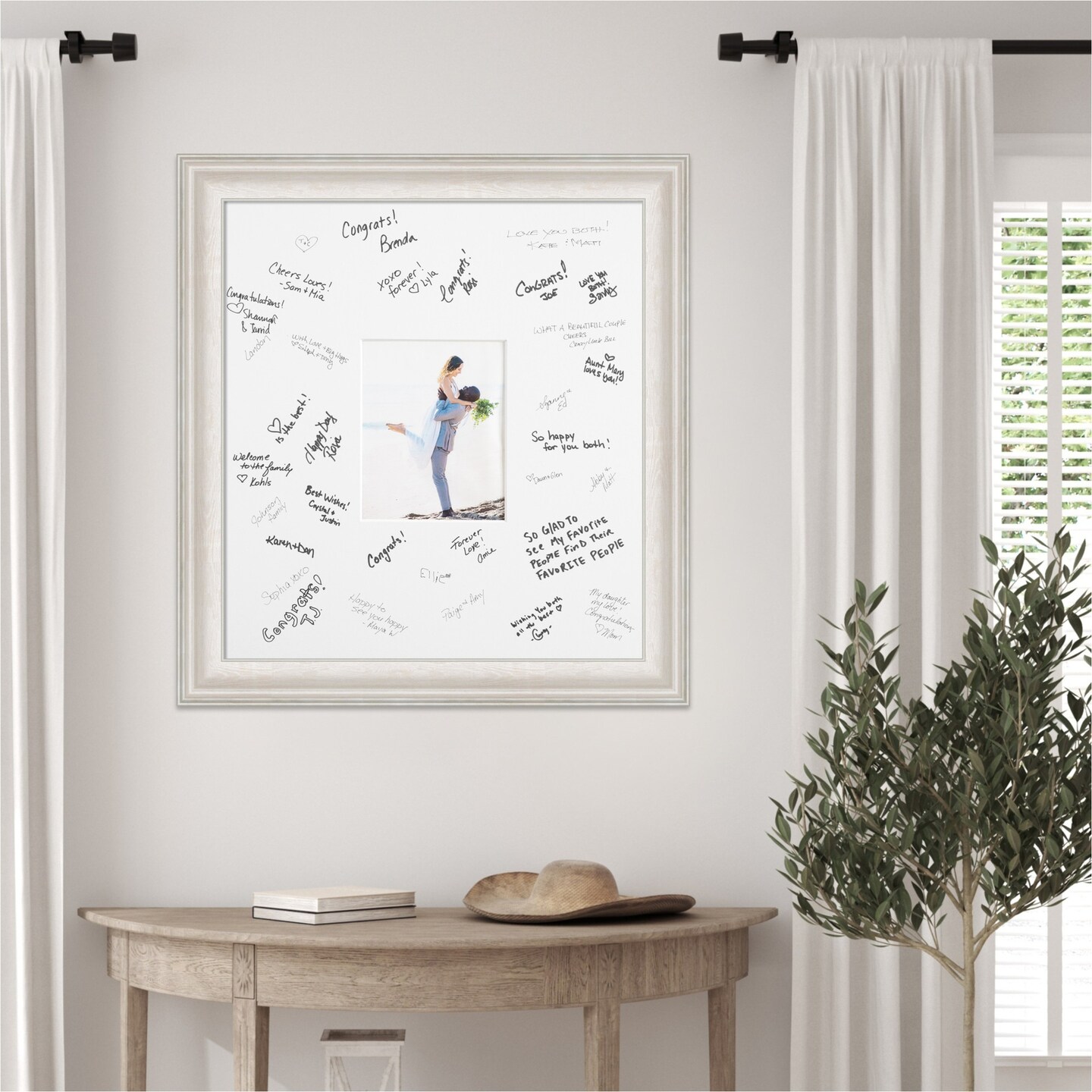 Trio Signature Mat Picture Frame, Photo Frame Wedding Guest Book Alternative, Autograph Picture Mat for Signature Board, Wedding Celebrations Graduations Support Encouragement or Retirement