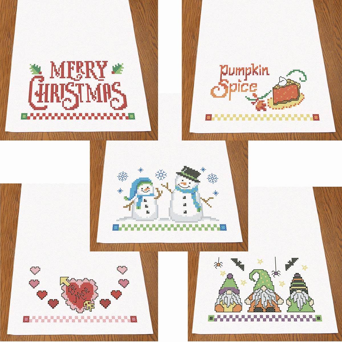 Herrschners  Holiday Collection Table Runners Stamped Cross-Stitch