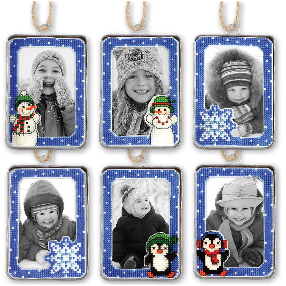 Herrschners  Welcome to Winter Photo Tin Ornaments Counted Cross-Stitch Kit