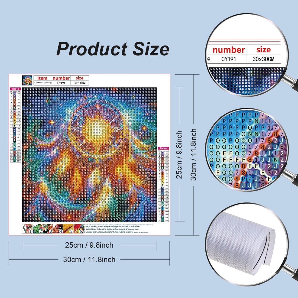 Diamond Painting Kits for Adults, 5D DIY Diamond Art Kits for Beginners Round Full Drill Diamond Painting for Home Wall Decoration Gift 12×12inch, Dreamcatcher