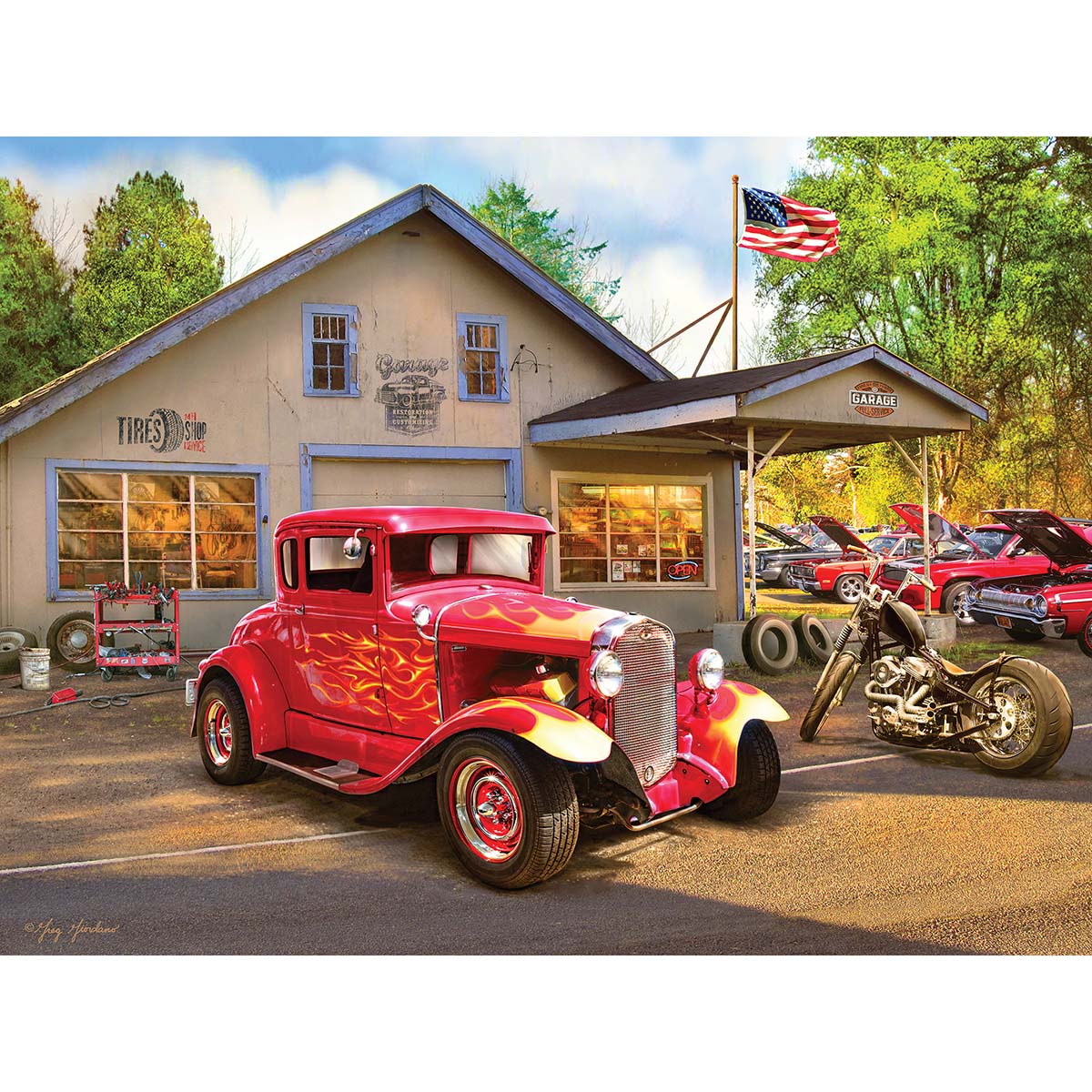 Rose Art Hot Rod Flames Jigsaw Puzzle