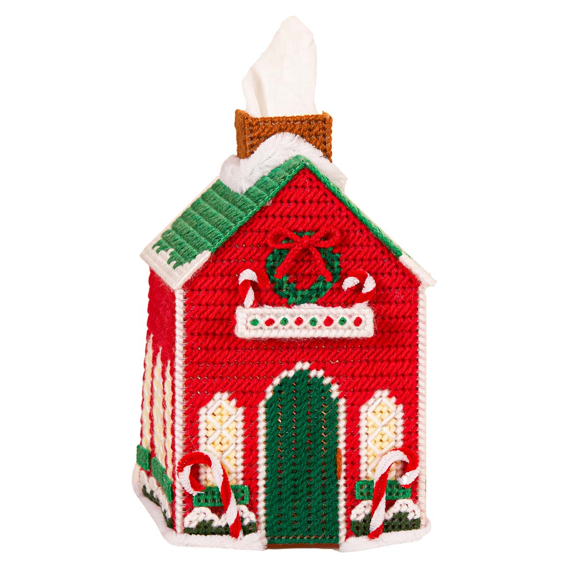 Herrschners  Christmas Cottage Tissue Box - December Plastic Canvas Kit