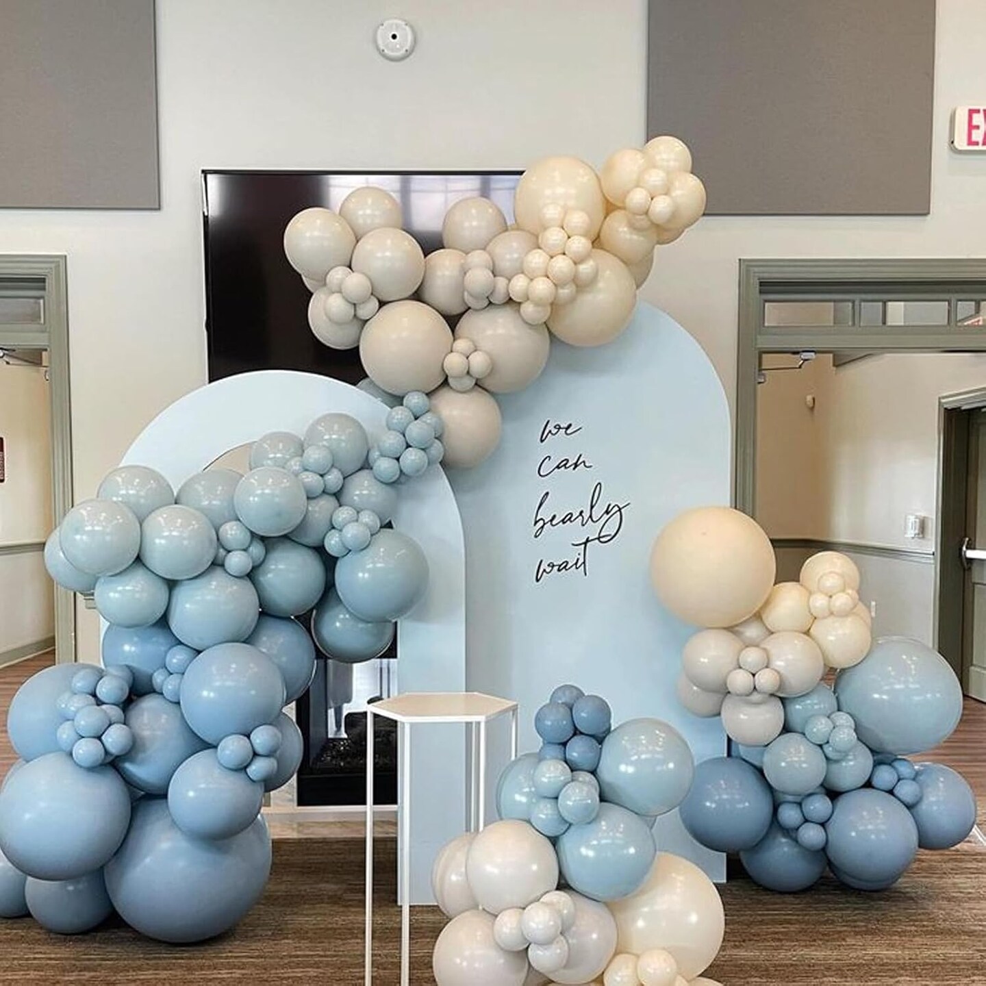 Dusty Blue Balloon Arch Kit, Dusty Blue and White Balloon Arch Garland Kit Light Blue Macaron Blue White Pearl Balloons for Baby Shower Gender Reveal Decorations