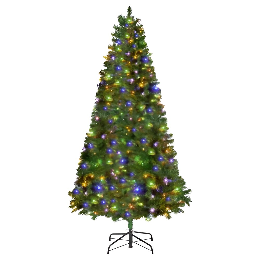 Green PVC & Iron 7.2ft Pre-Lit Christmas Tree with 470 LED Lights