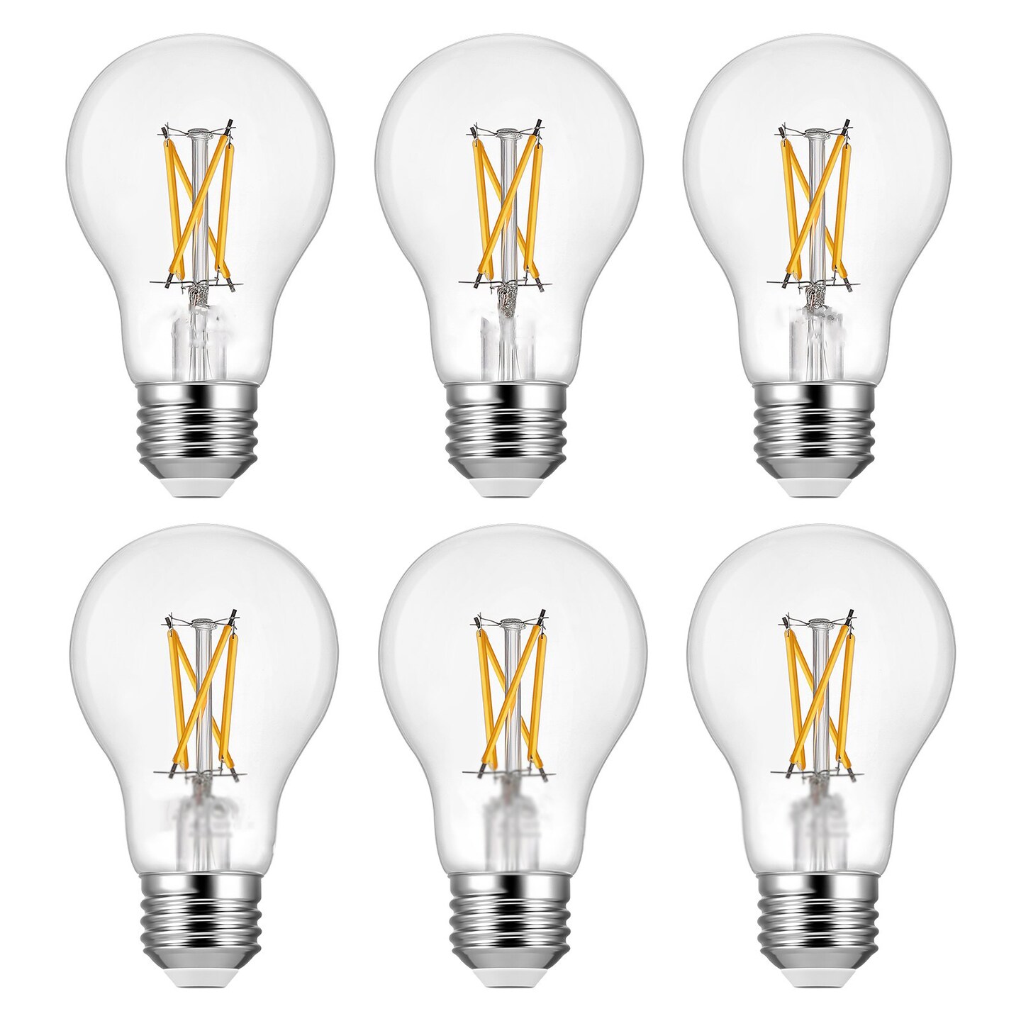 6 Pack Edison LED Bulbs, 4.5W Dimmable 2700K Warm White, E26 Base
