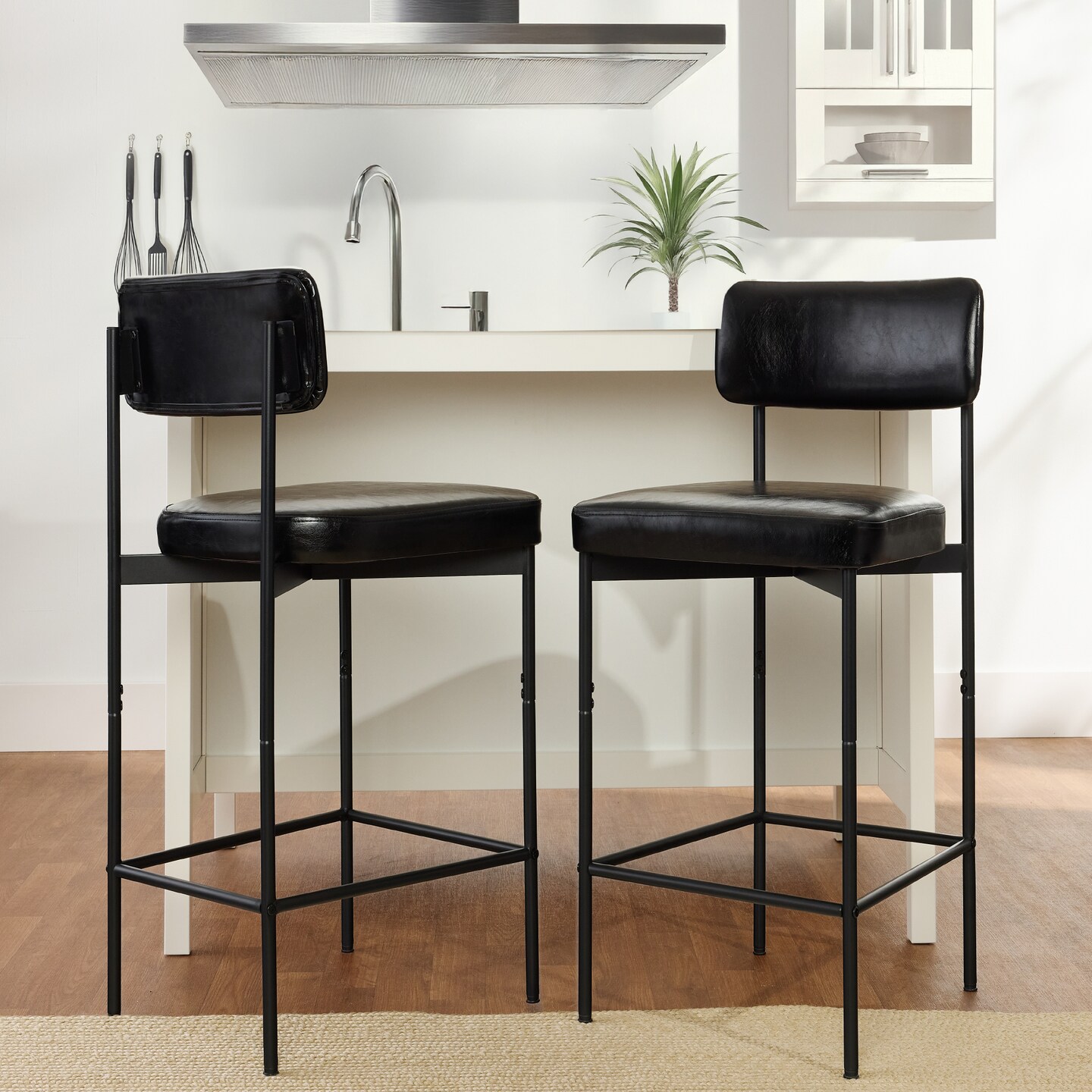 Best Choice Products Set of 2 Faux Leather Counter Stools for Kitchen Island and Dining w/ Metal Frame