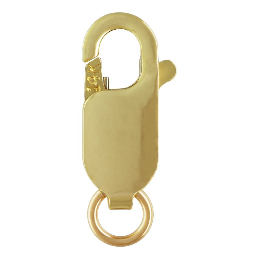 JewelrySupply Lobster Clasp (3.3x8.4mm) w / Ring 14 Karat Solid Yellow Gold