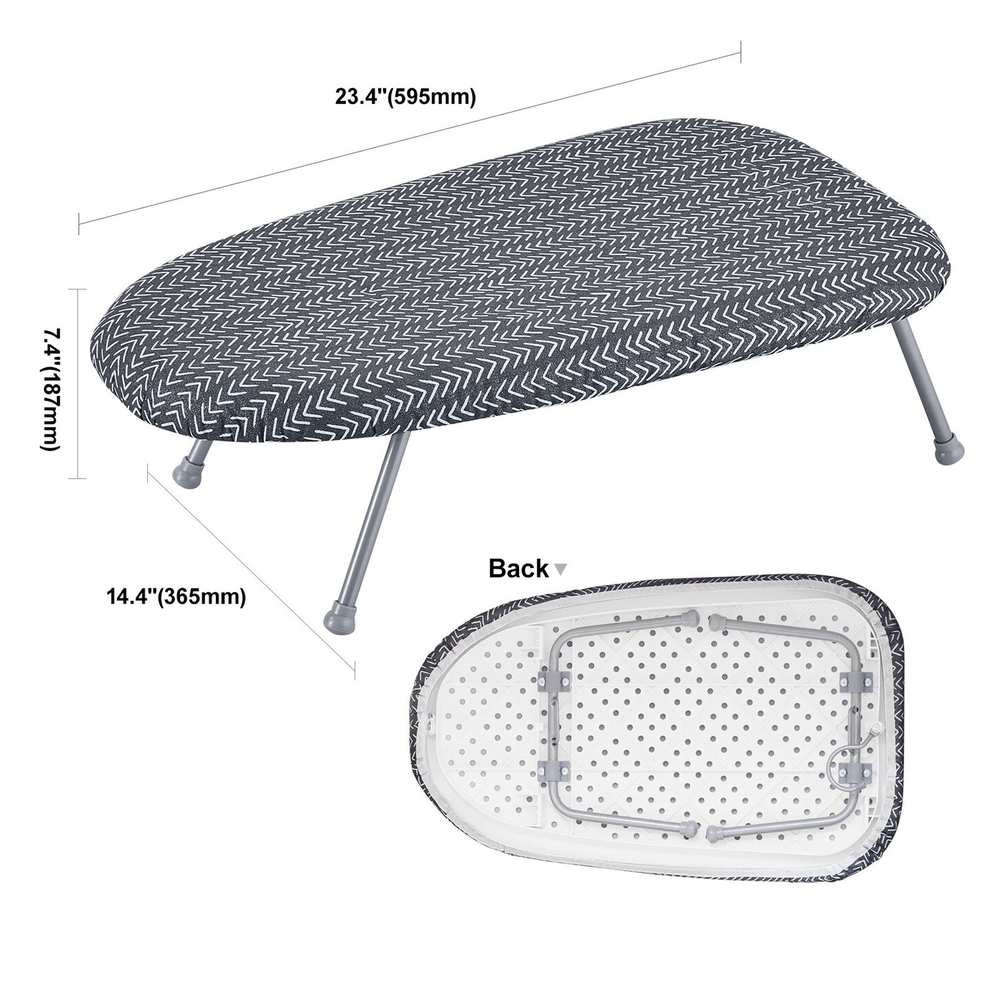 Compact Tabletop Ironing Board with Heat-Resistant Silver-Plated Cover Thick 3-Layer Padding