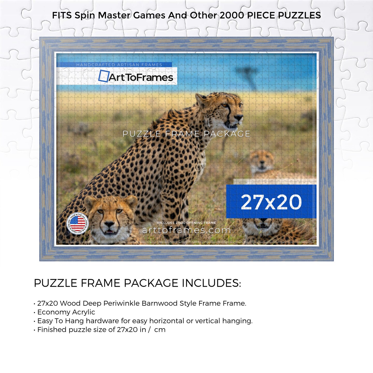 ArtToFrames 27x20 INCH / CM Puzzle Frame for 2000 piece Puzzles.This 1.50 Inch Custom MDF Frame for Puzzles Comes with Economy Acrylic, Available in Multiple Colors