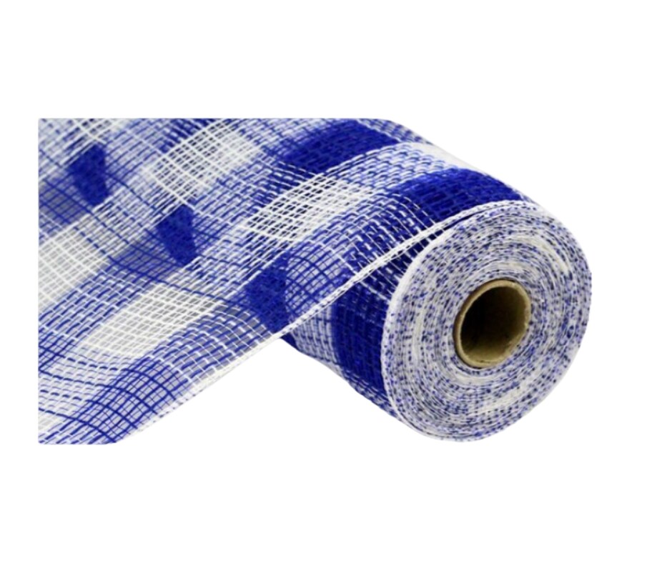 Royal Blue White Small Check Mesh – 10.25"x10yd Roll-RY832065