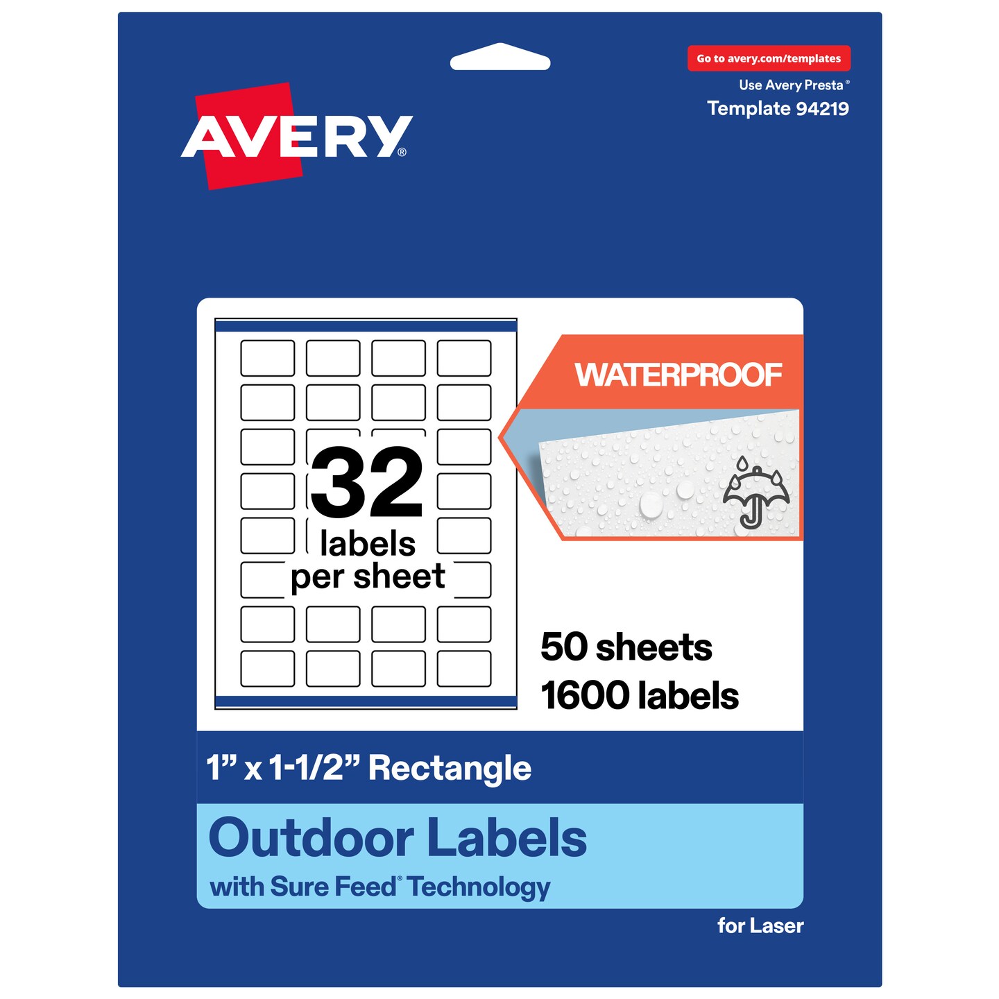 Avery Outdoor Waterproof Labels, 1&#x22; x 1.5&#x22; Rectangle