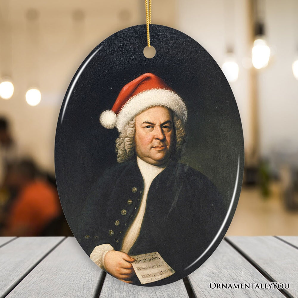 Santa Bach Christmas Ornament, Baroque Composer Holiday Gift for Musician