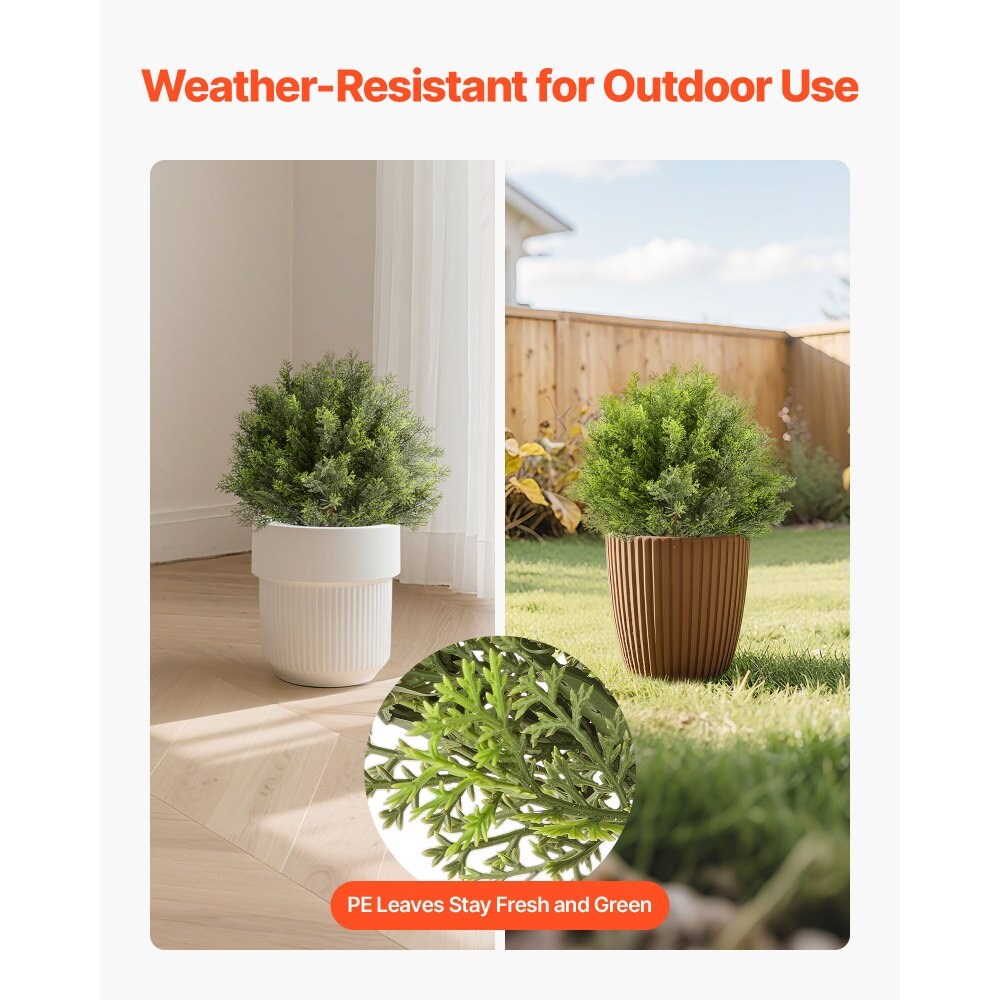 2 Pack 16 Inch Artificial Cypress Topiary Trees with Ground Spike