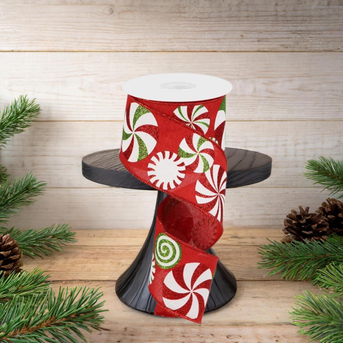 2.5&#x22; Bold Peppermint Royal Ribbon: Red (10 Yards)