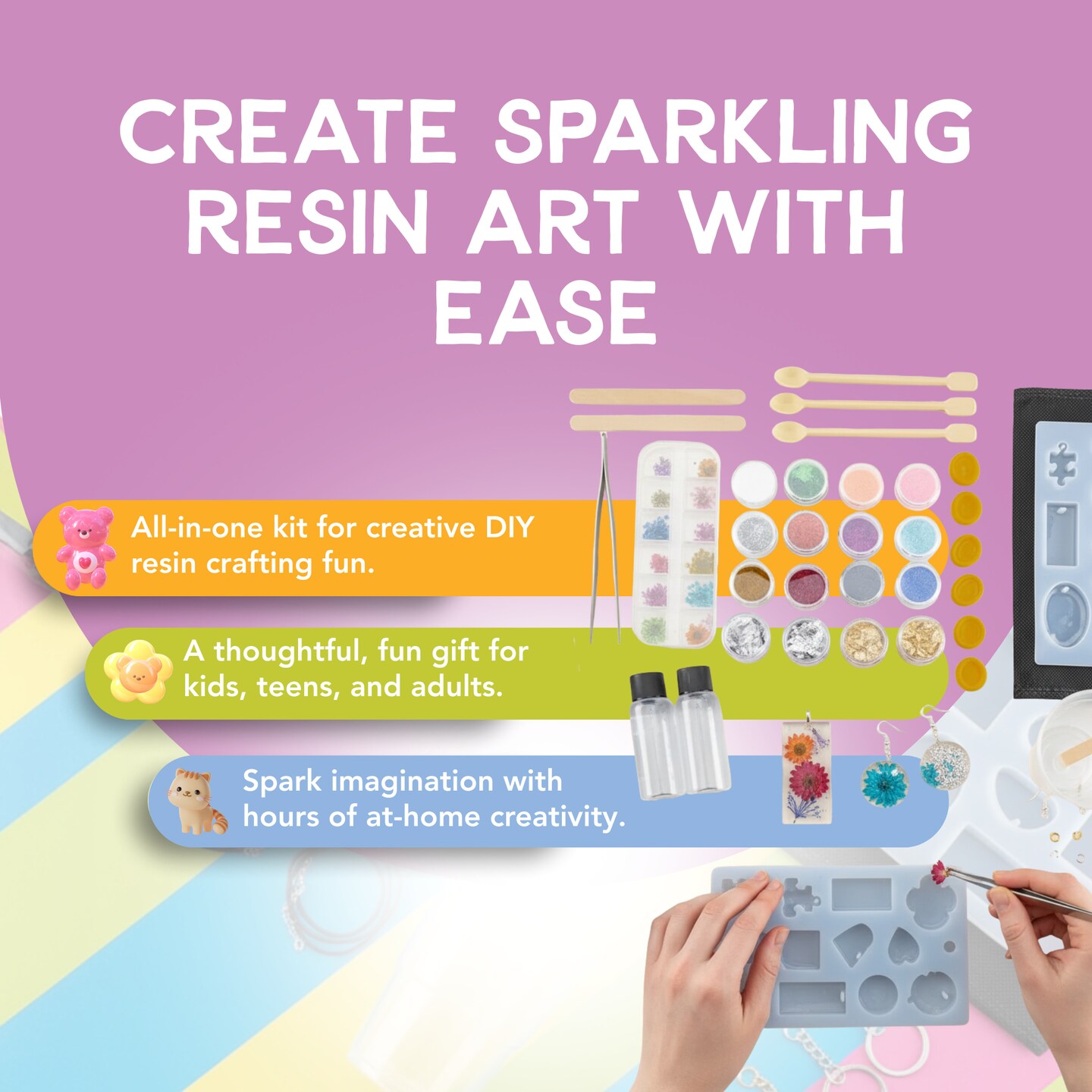 Incraftables Epoxy Resin Kit for Beginners. Resin Supplies set for Kids &#x26; Adults. Epoxy Resin Kit with mold, Epoxy Bottles, Dried Flowers, Mica powders, Foils, measuring cups &#x26; Jewelry Making Supplies