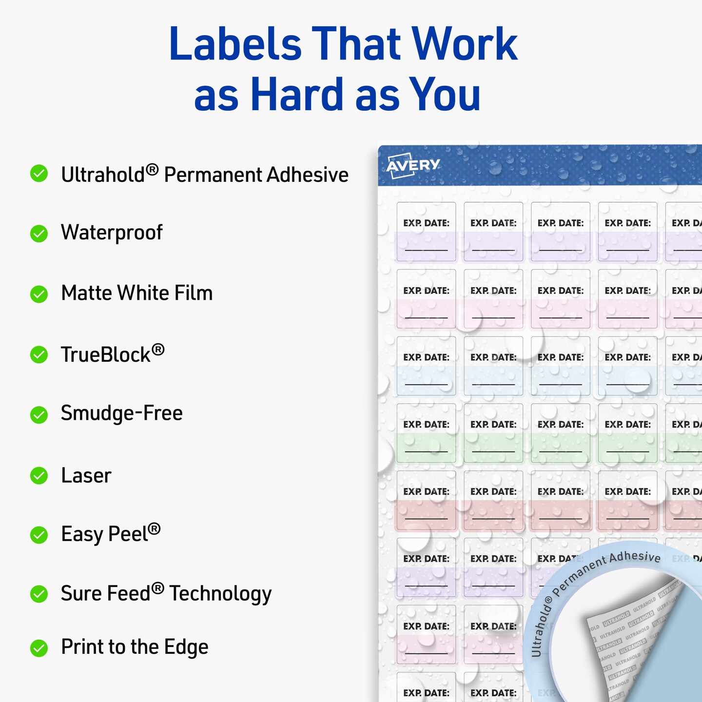 Avery Outdoor Waterproof Labels, 0.75&#x22; x 0.75&#x22; Square