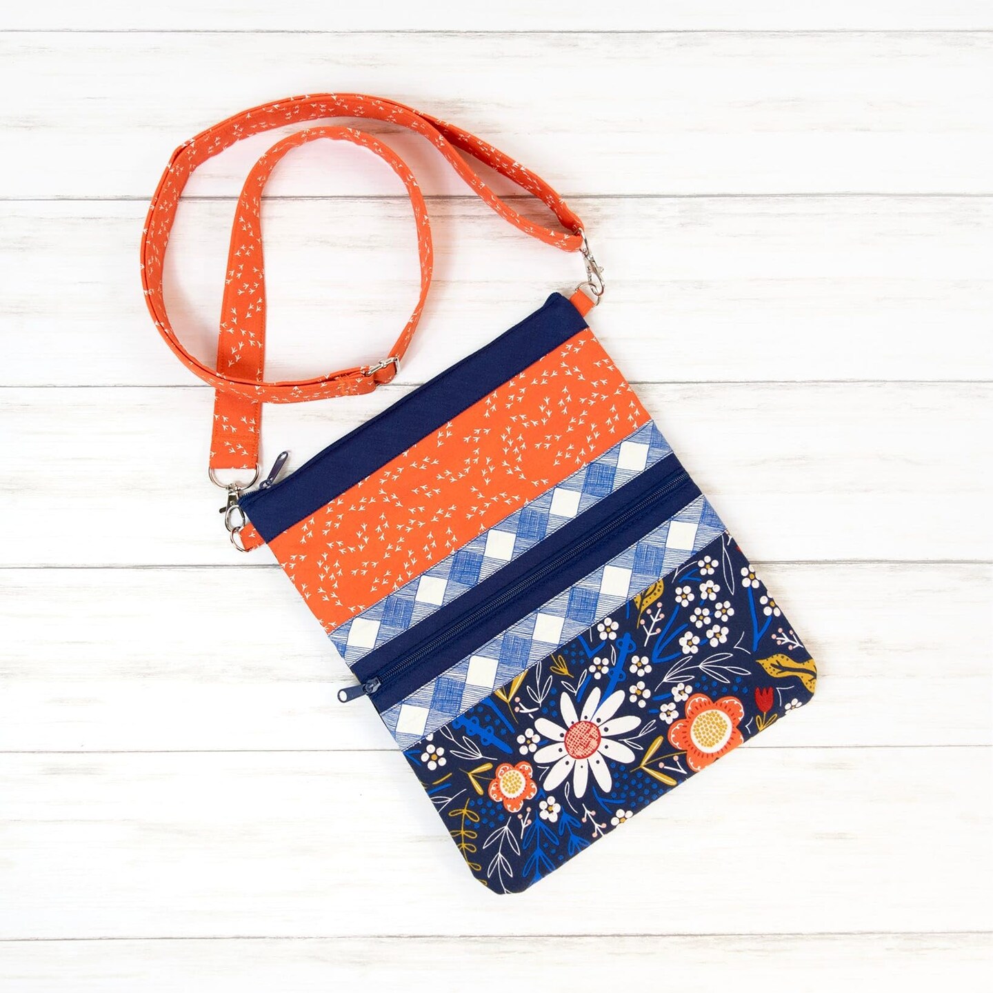 June Tailor Inc Crossbody Tote Bag Caitlyn Zippity-Do-Done Navy Kits, Blue