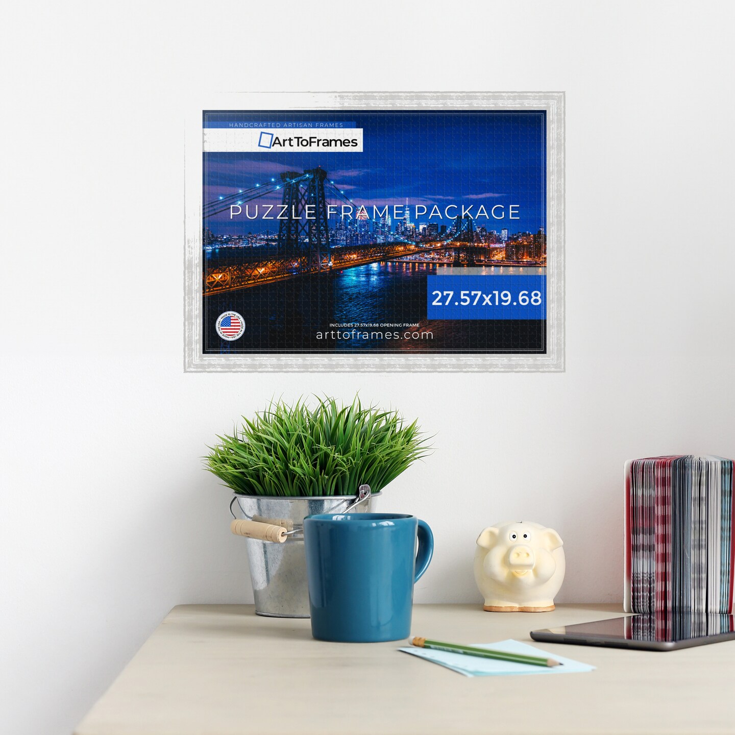 ArtToFrames 27.57x19.68 INCH / 70x50 CM Puzzle Frame for 1000 piece Puzzles.This 1.50 Inch Custom MDF Frame for Puzzles Comes with Economy Acrylic, Available in Multiple Colors