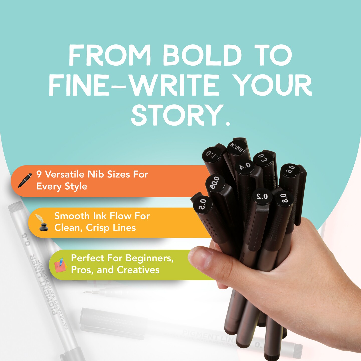 Incraftables Calligraphy Pens for Beginners and Professional (9pcs). Calligraphy Markers for Writing &#x26; Drawing. Brush Pens Calligraphy Set for Kids &#x26; Adults. Black Brush Pens for Hand Lettering