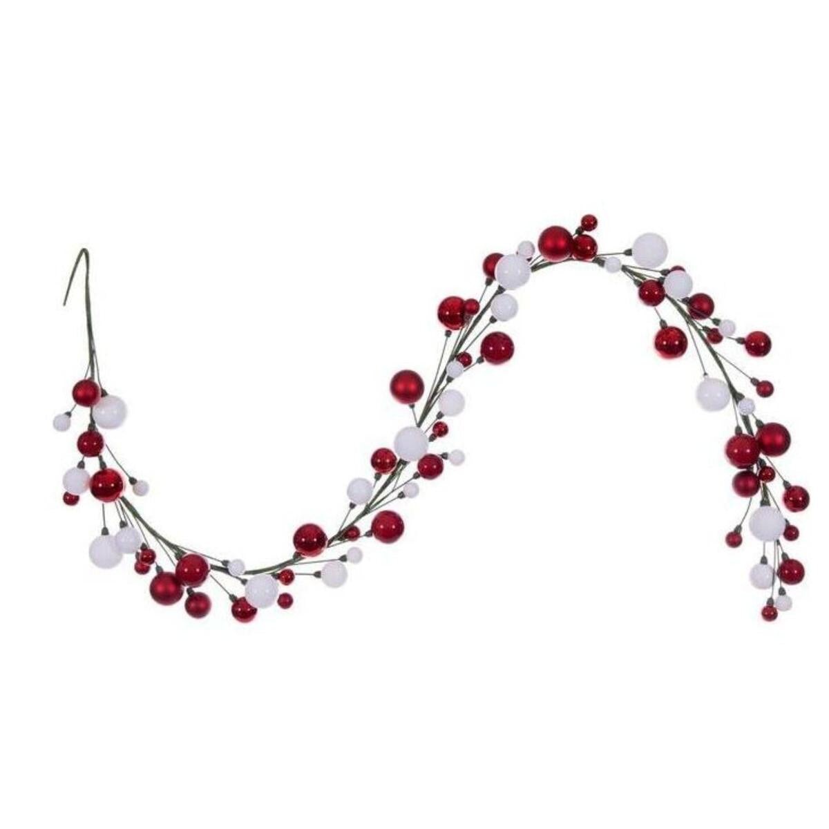6&#x27; Ball Branch Garland: Red and White