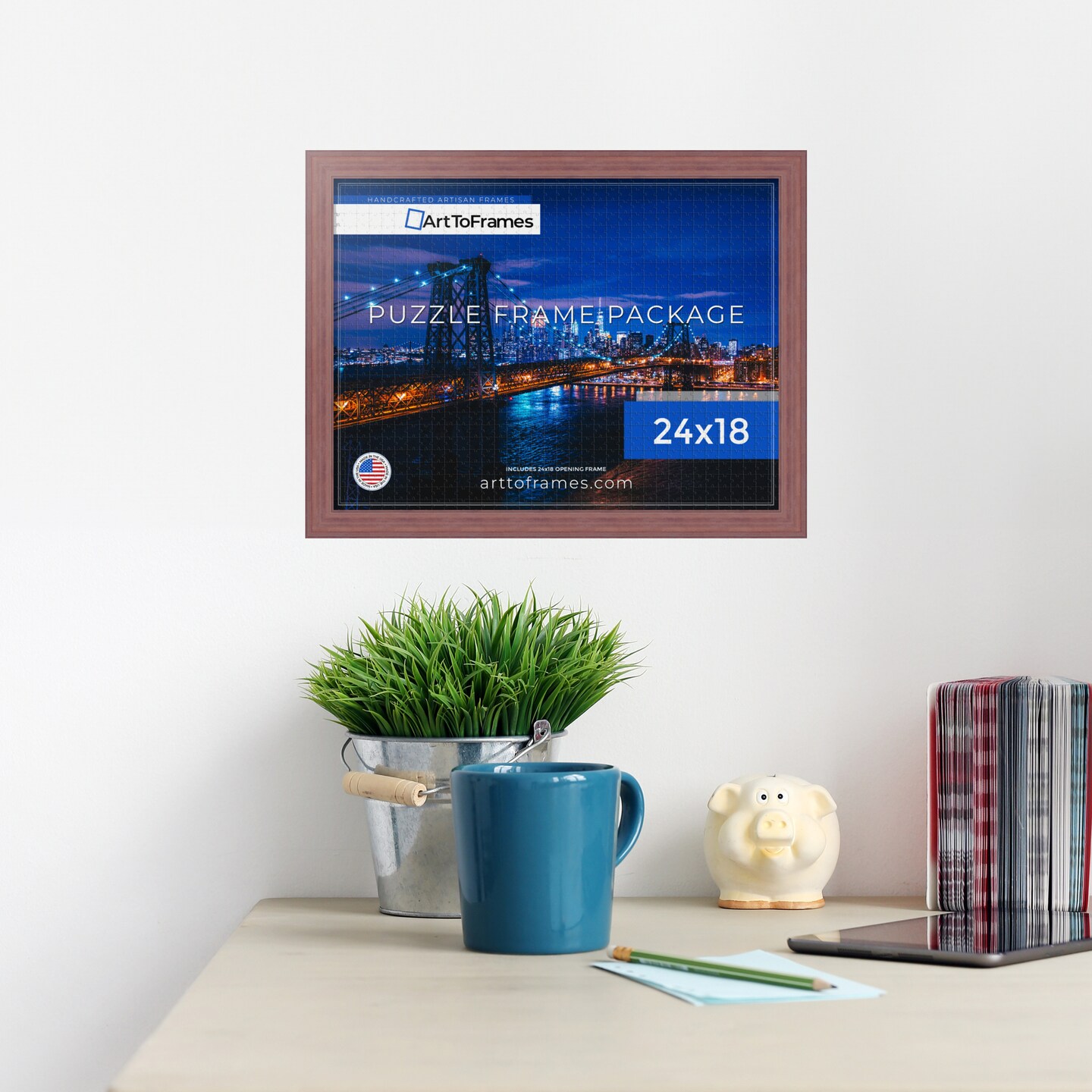 ArtToFrames 24x18 INCH / 61x46 CM Puzzle Frame for 300 piece Puzzles.This 1.50 Inch Custom MDF Frame for Puzzles Comes with Economy Acrylic, Available in Multiple Colors