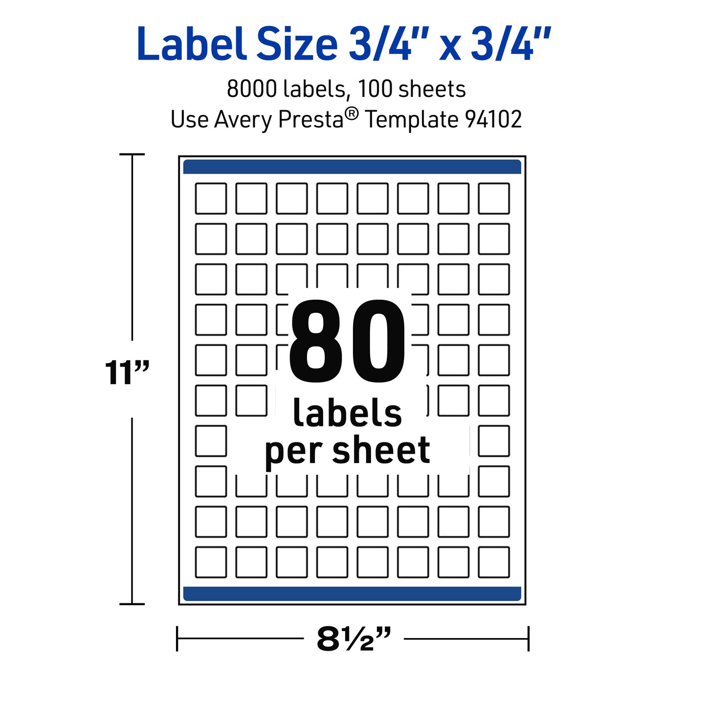 Avery Outdoor Waterproof Labels, 0.75&#x22; x 0.75&#x22; Square
