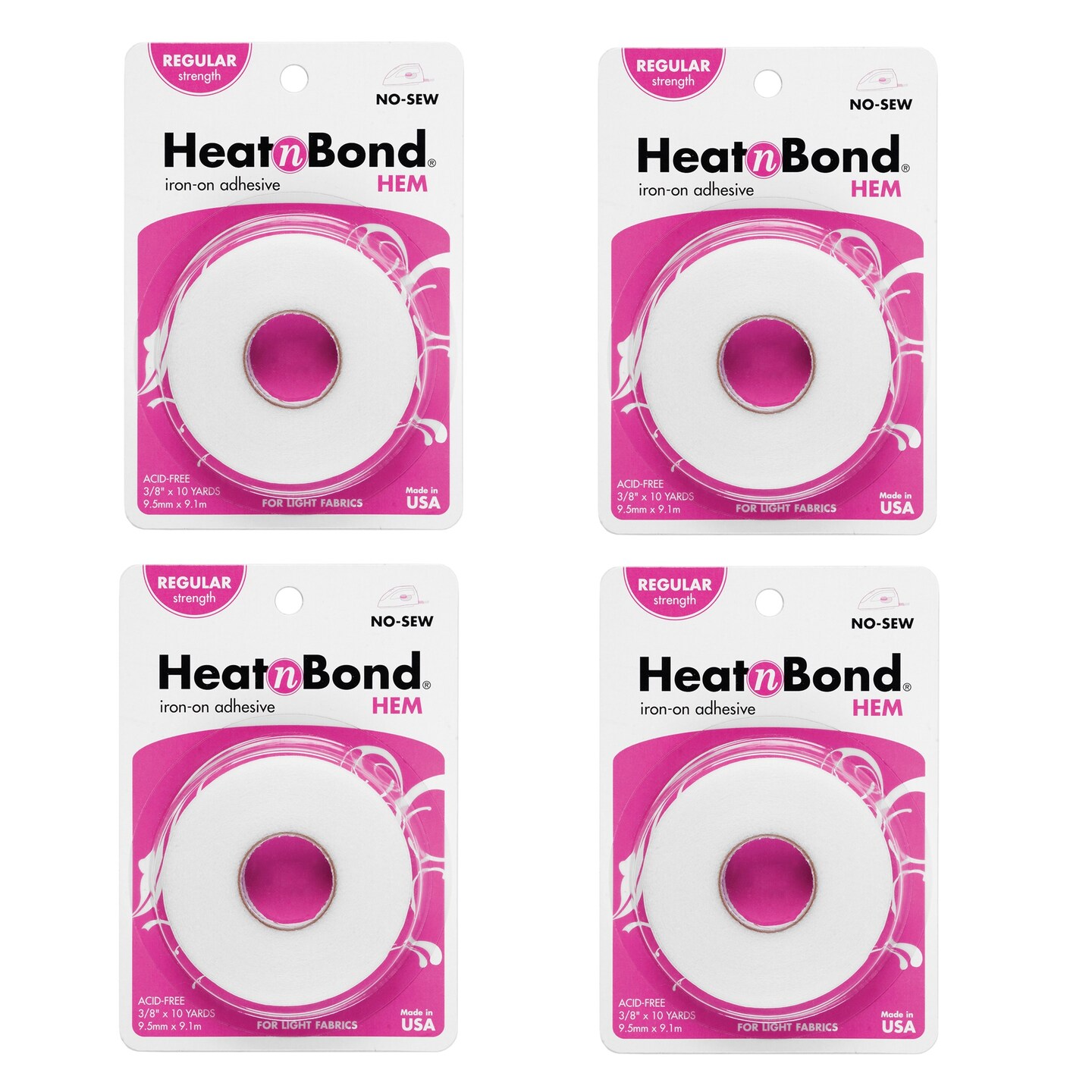 Multipack of 4 - HeatnBond Hem Iron-On Adhesive-.375"X10yd