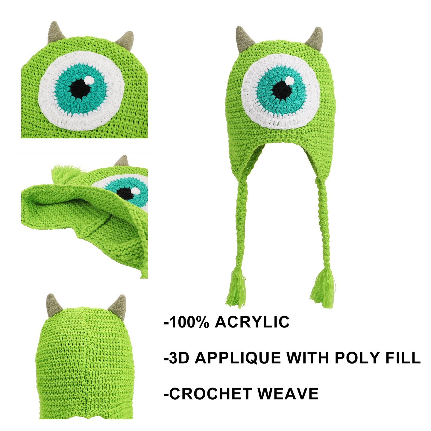 Monsters Inc Mike Wazowski Big Face With Fleece Horns Laplander
