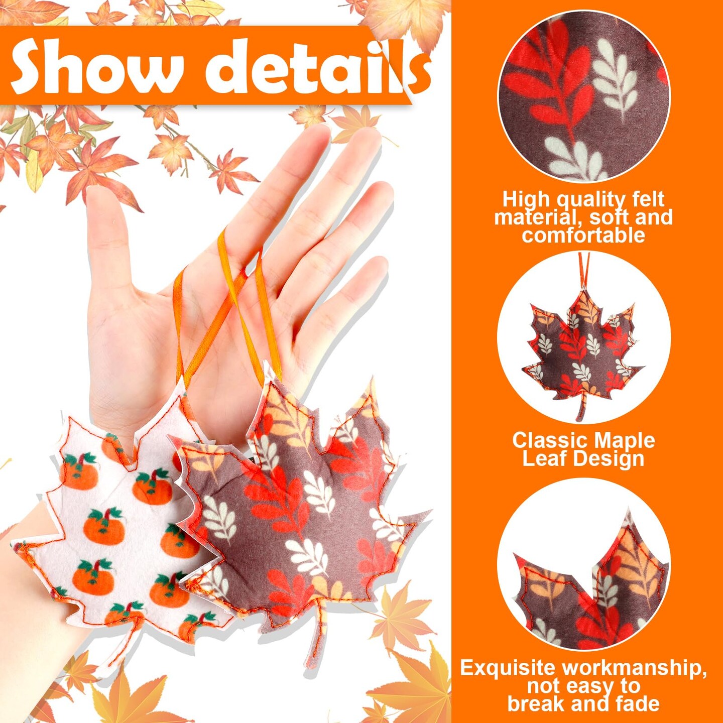 27 Pcs Thanksgiving Tree Decoration Fall Autumn Leaves Tree Ornaments Thanksgiving Decor 3D Felt Leaves Pumpkin Autumn Hanging Ornaments for Home Decor Party Favors(Cute Style)