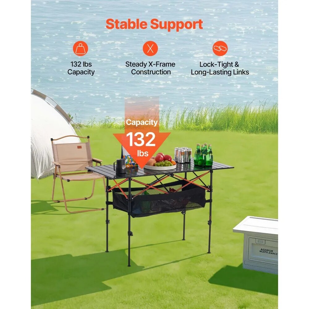 Portable Camping Table Aluminum with Storage Bag for BBQ Picnic