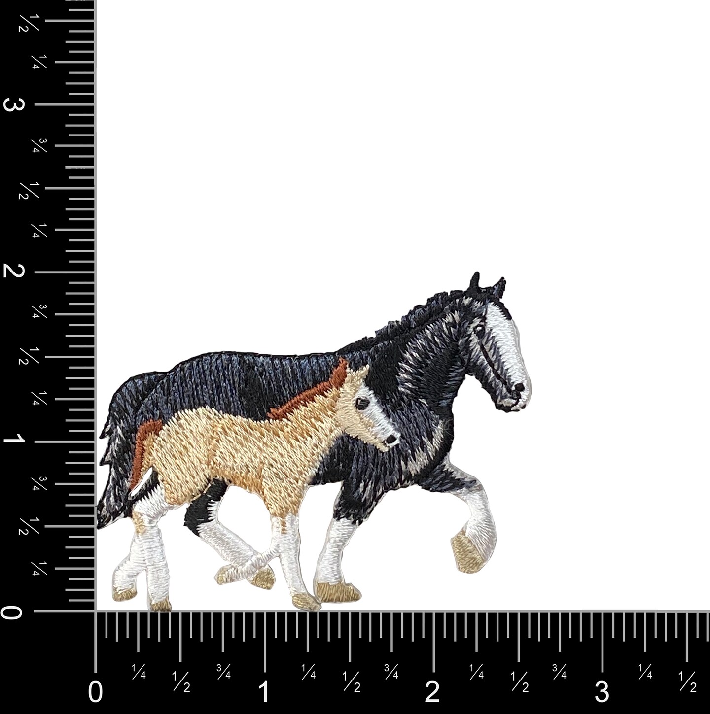 Black Mare & Buckskin Colt Horses, Embroidered, Iron on Patch