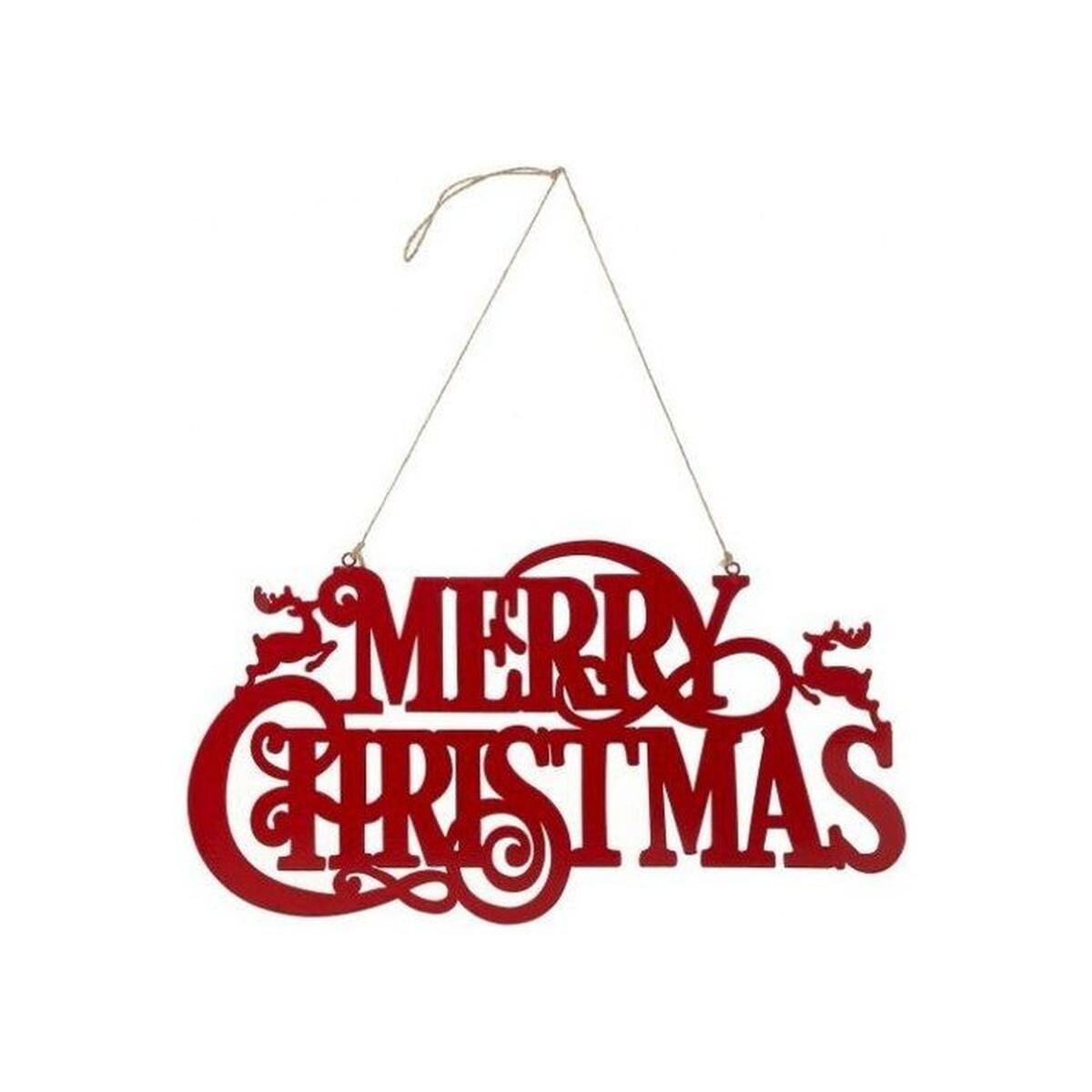 16&#x22; Metal Merry Christmas Hanger: Red